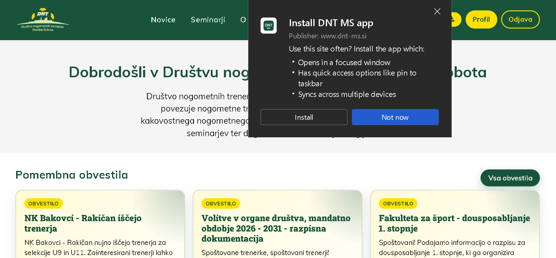 Namestitev aplikacije
